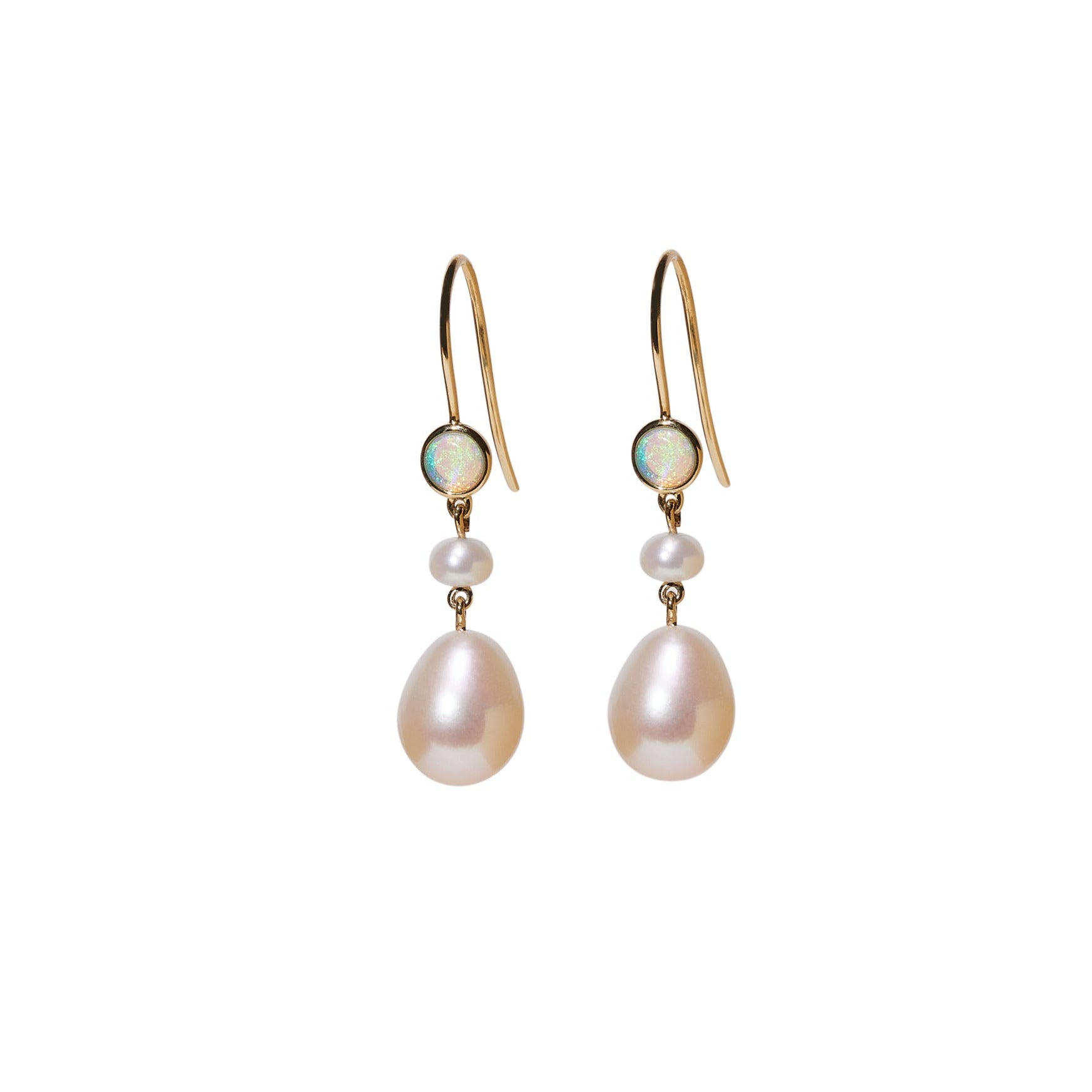 Venus pearl and opal earrings