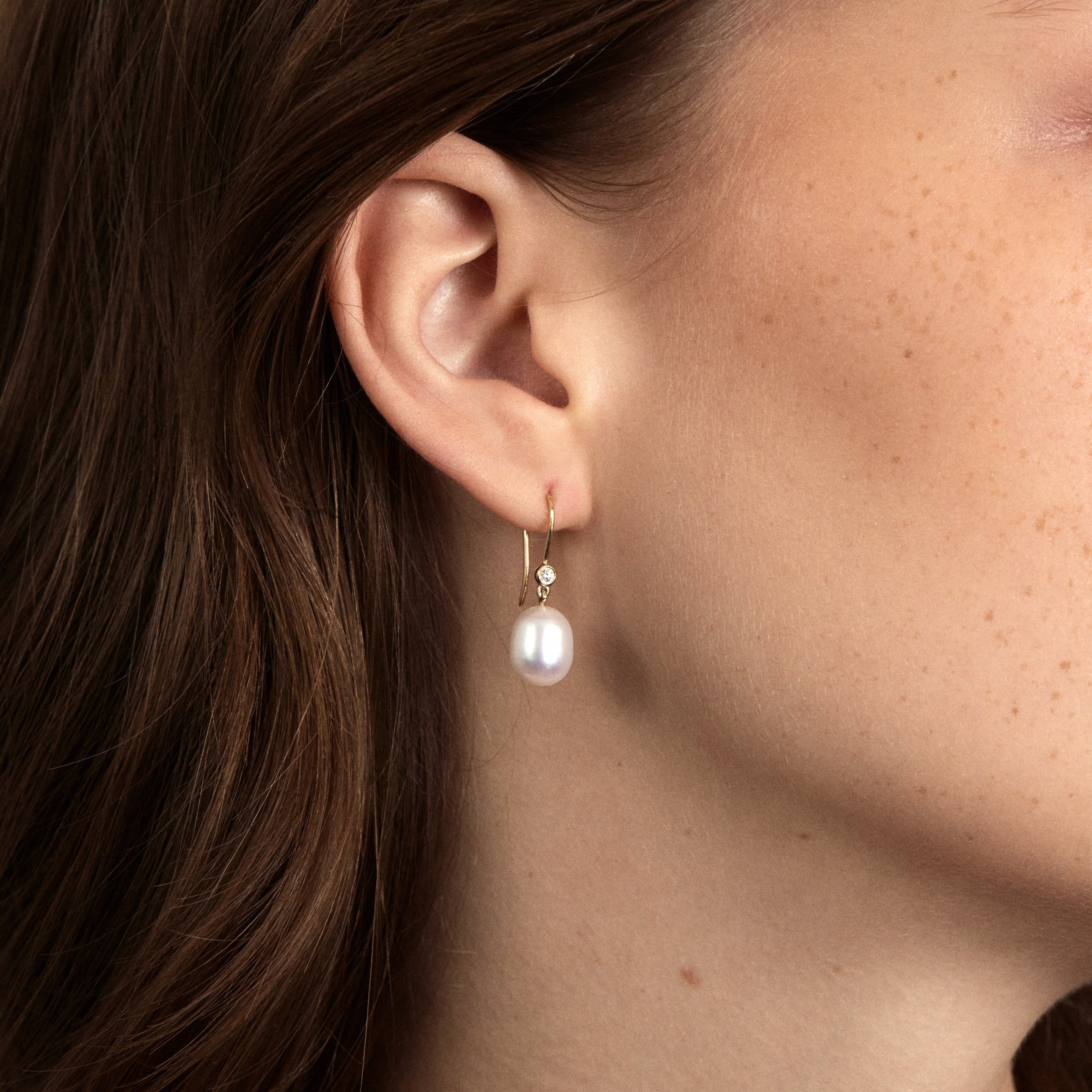 Baroque pearl and Diamond Earrings