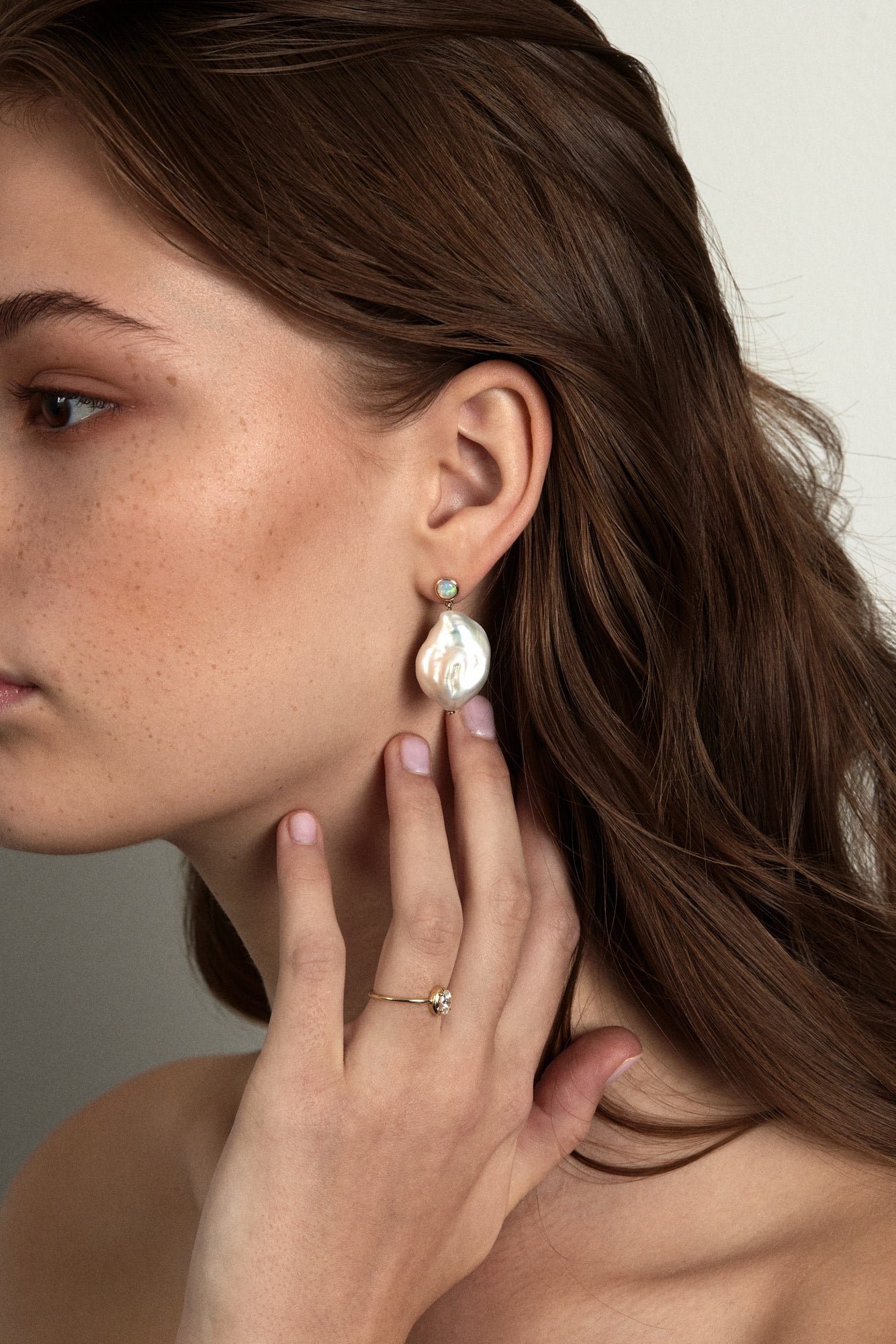 Freshwater pearl and opal earrings