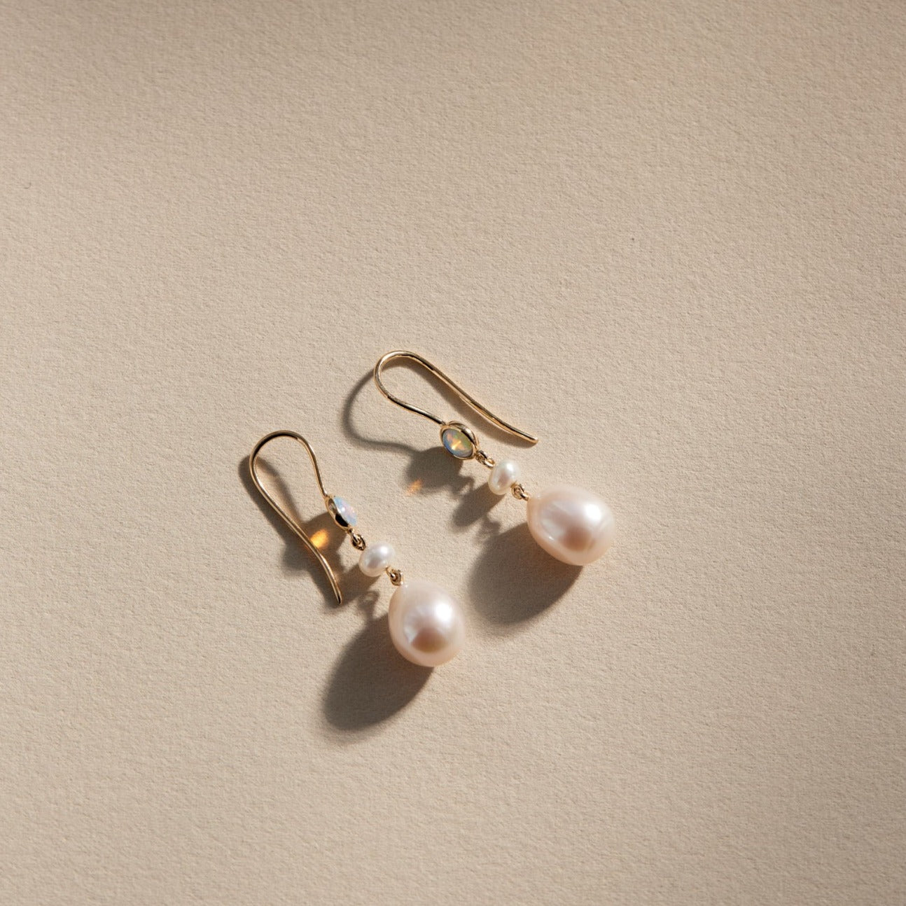 Venus pearl and opal earrings