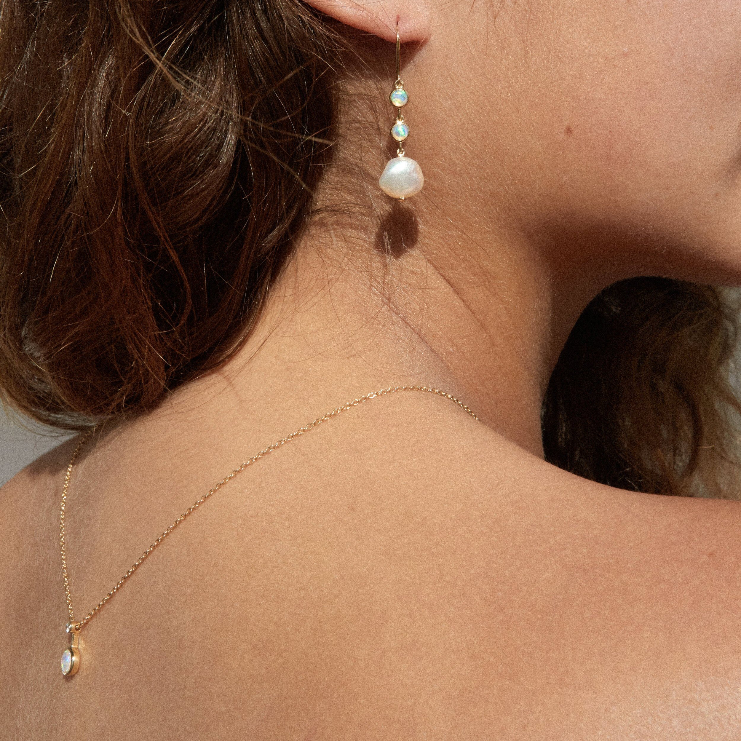 Baroque Pearl and Opal Drop Earrings
