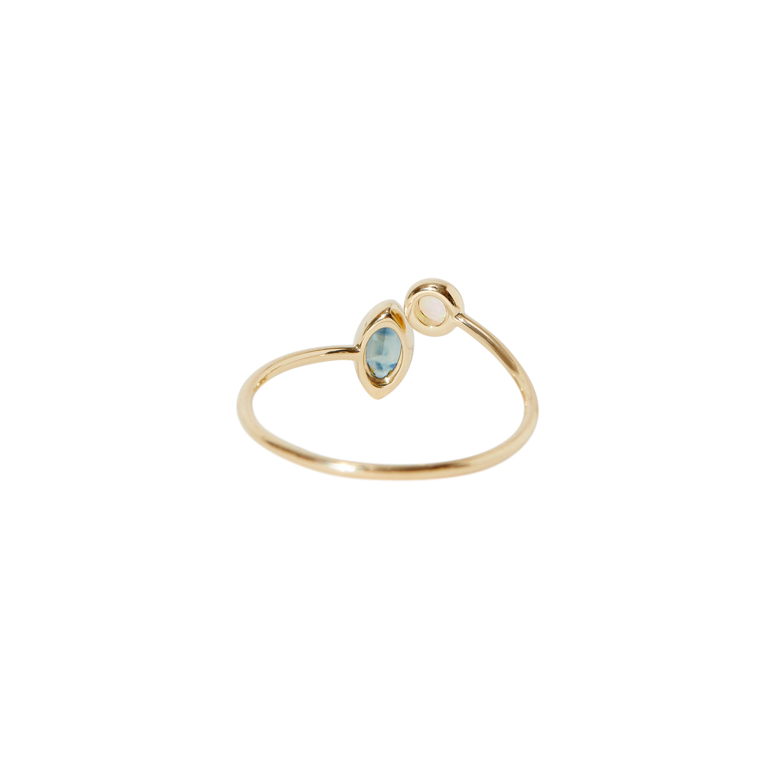 Solar Opal and Sapphire Ring