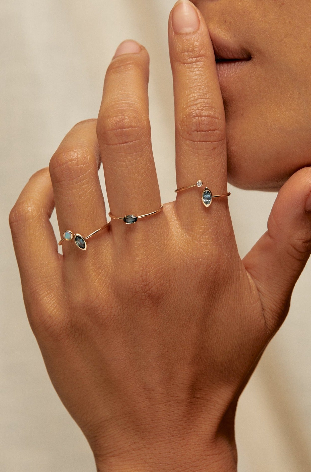 Solar Diamond and Sapphire Ring