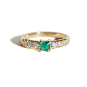 New! Emerald and Diamond French Pave Ring