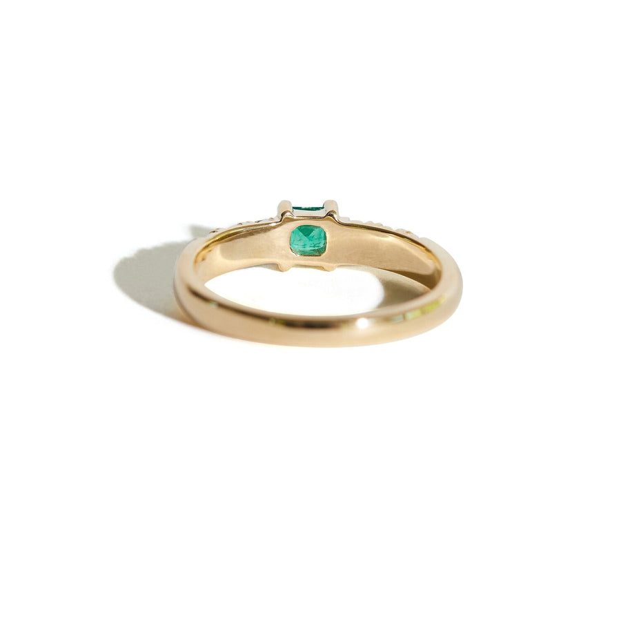 New! Emerald and Diamond French Pave Ring